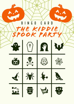 Orange and White Halloween Kid Spooky Party Bingo Card  Halloween Party Bingo Card