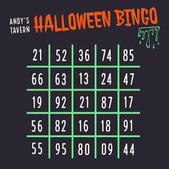  Green Slime Halloween Party Bingo Card Halloween Party Bingo Card
