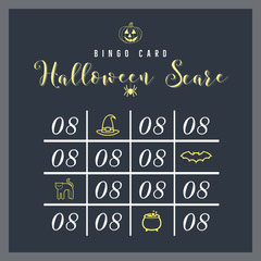 Yellow and Black Pumpkin Scare Halloween Party Bingo Card Halloween Party Bingo Card