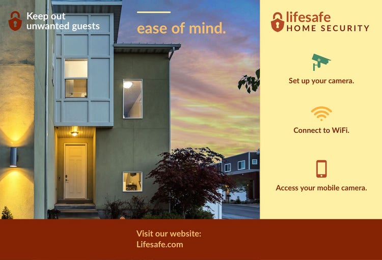 Home Security Service Brochure with House at Sunset