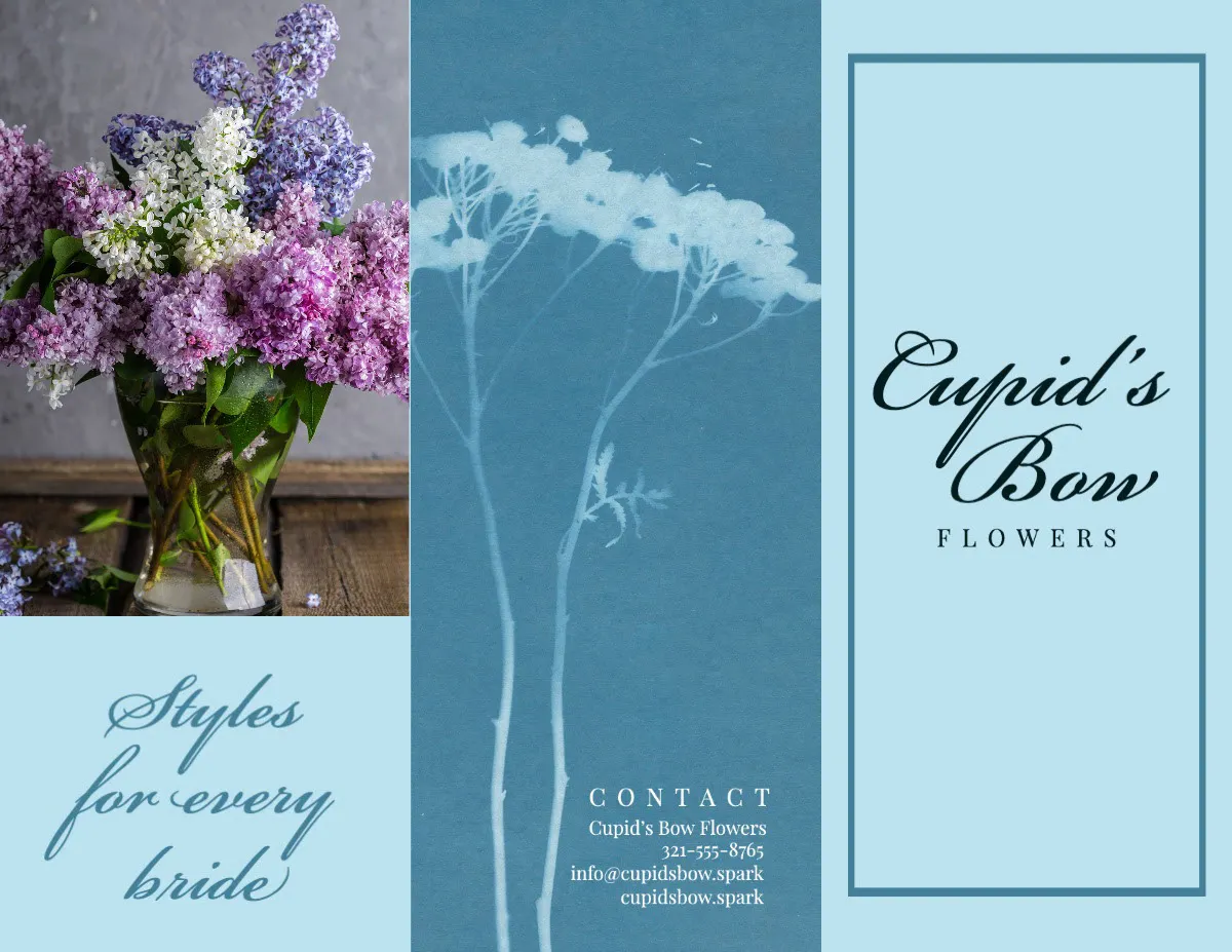blue cyanotype wedding brochure cover