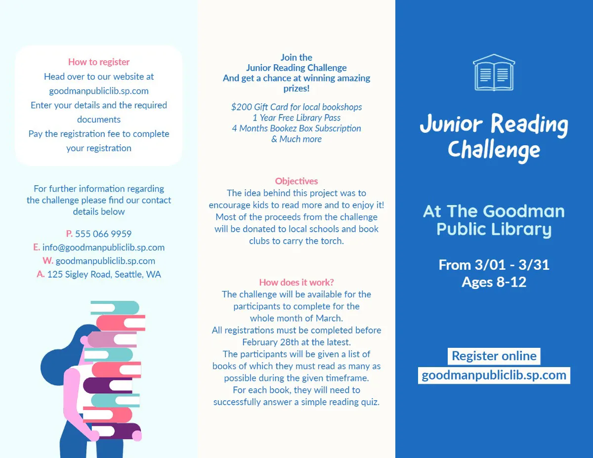 Blue Junior Reading Challenge Brochure
