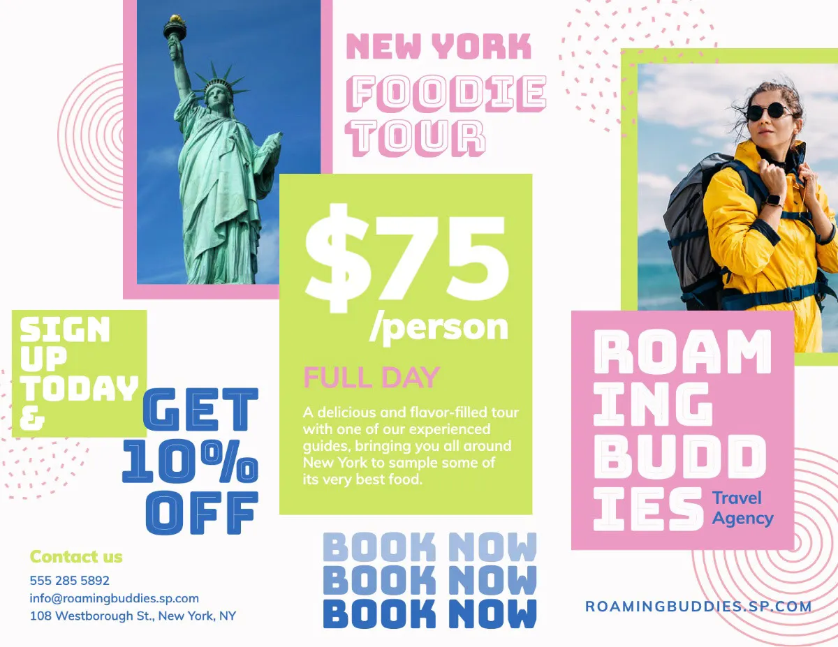 Pink, Green, Blue & White Travel Agents Brochure