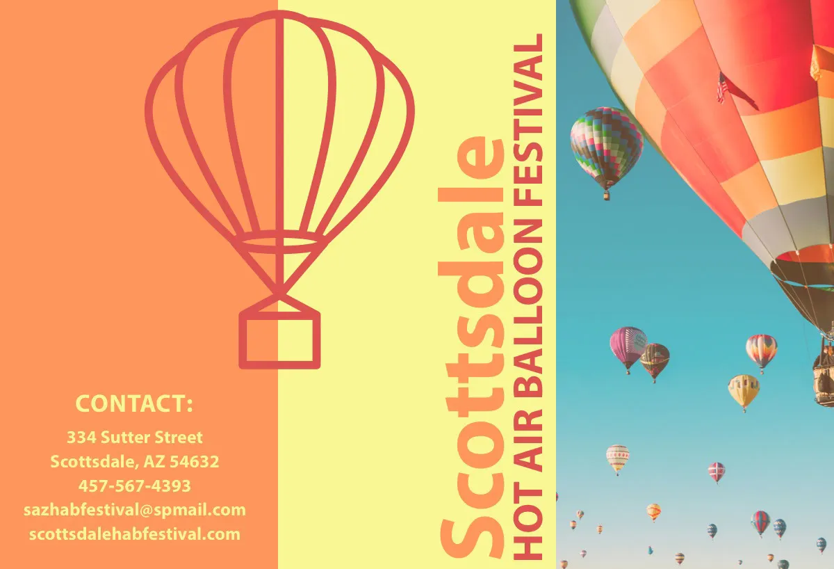 Orange and Blue Scottsdale Arizona Travel and Tourism Brochure with Hot Air Balloons