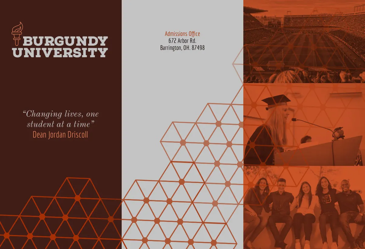 Brown Modern University Brochure with Geometric Shapes and Students