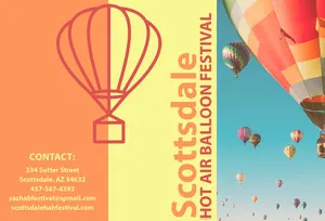 Orange and Blue Scottsdale Arizona Travel and Tourism Brochure with Hot Air Balloons Travel Brochure