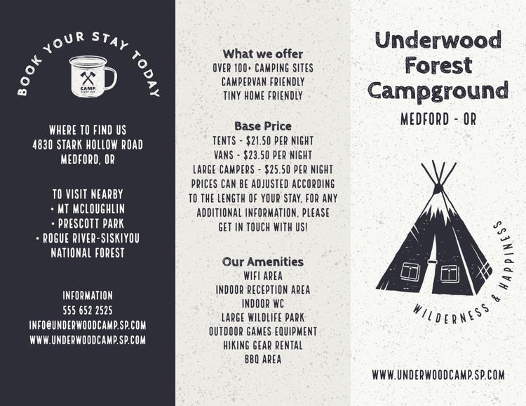 Black & White Speckled Campground Brochure