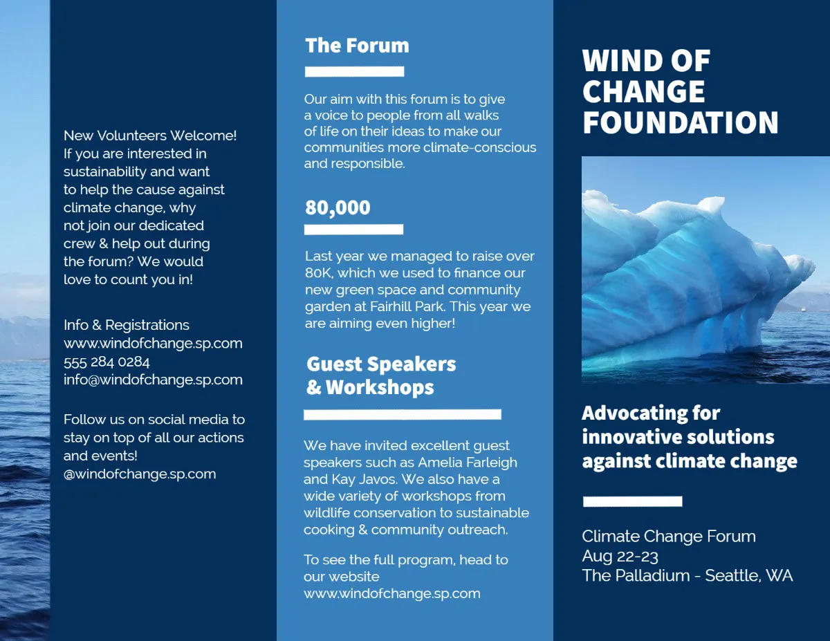 Blue & White Climate Change Brochure