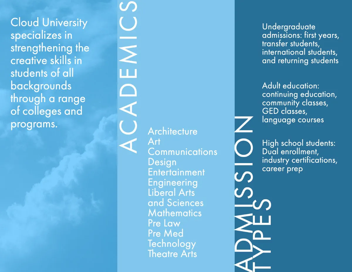 Blue and White Trifold College Brochure Interior
