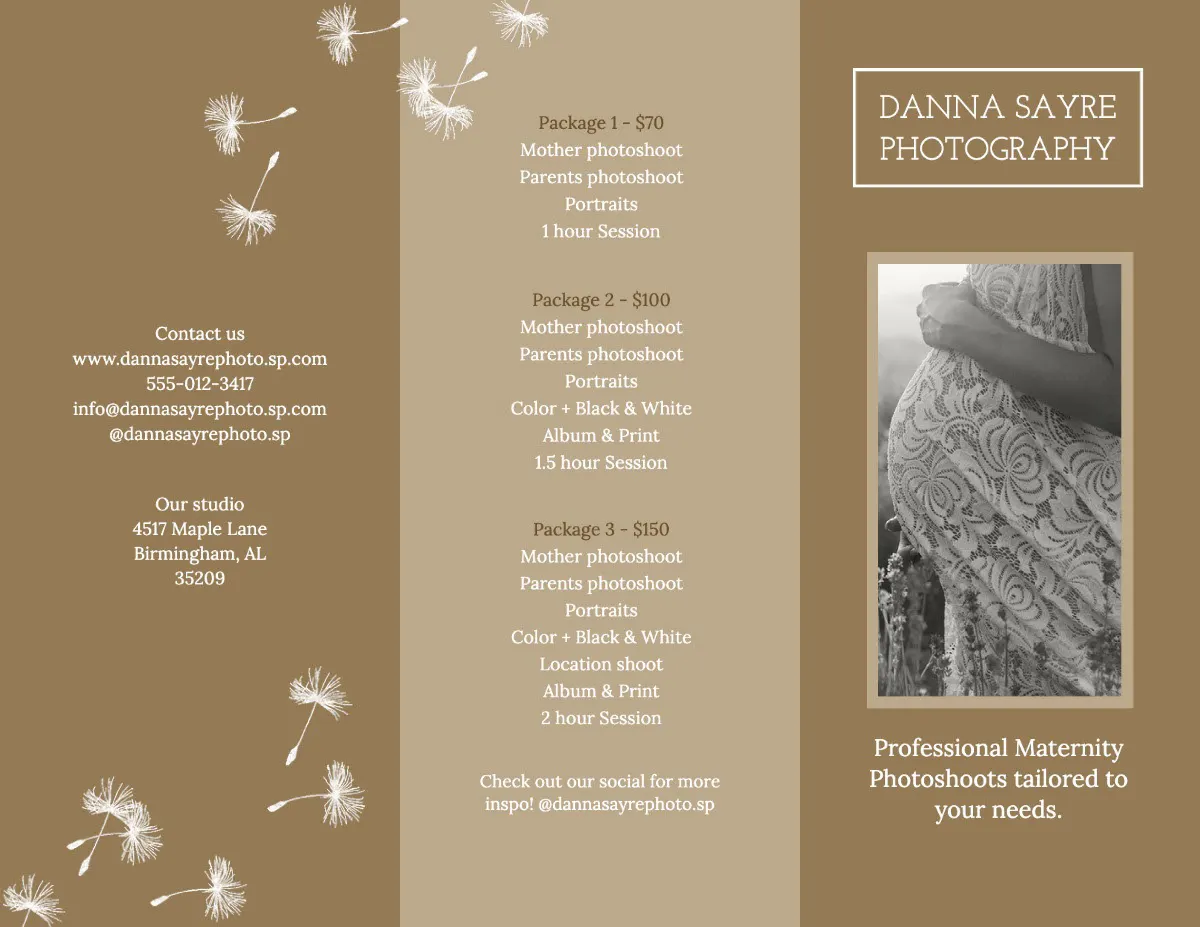 Brown Maternity Photography Brochure