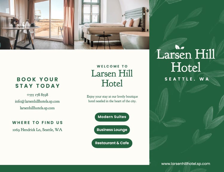 Green and White Minimal Hotel Brochure