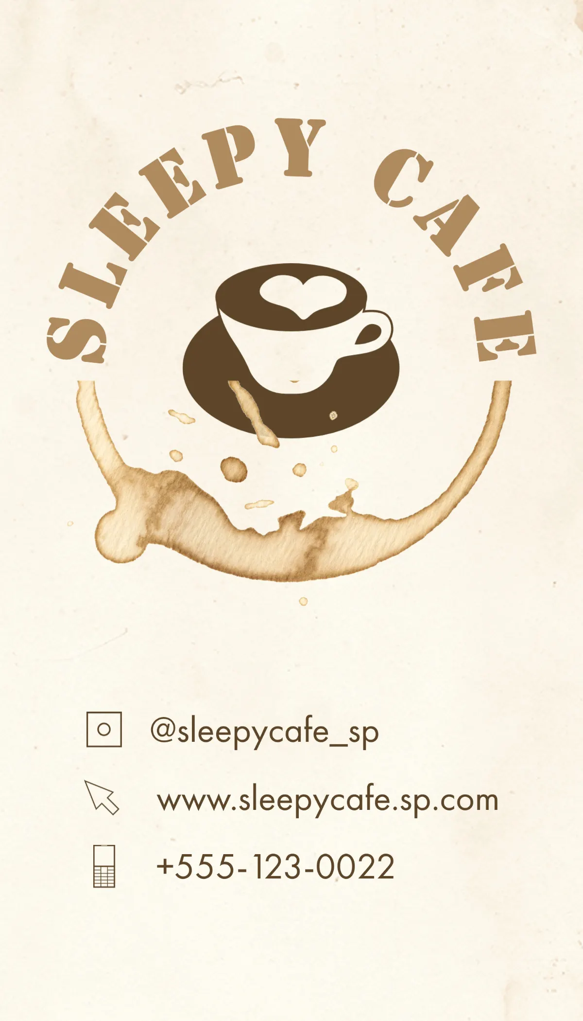 Brown Coffee Stain Cafe Business Card