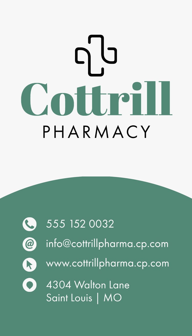 Green And White Pharmacy Business Card