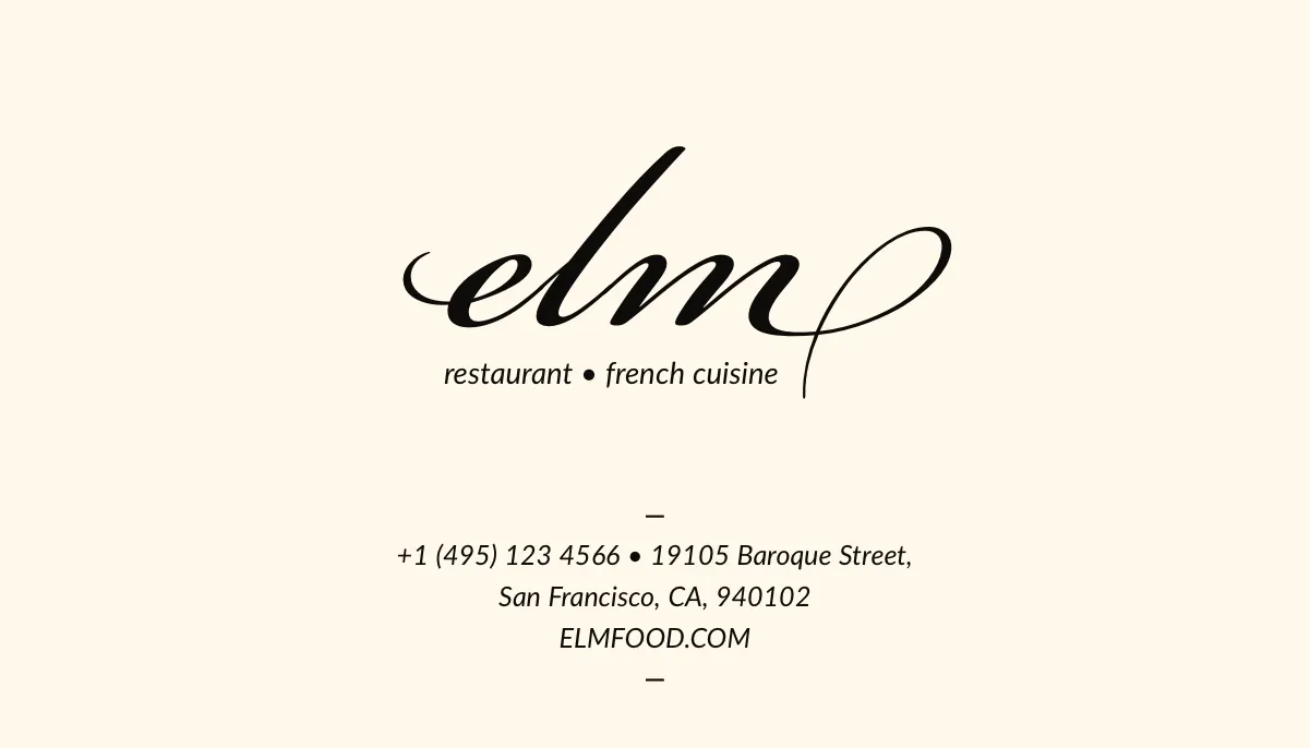Black and White French Restaurant Business Card