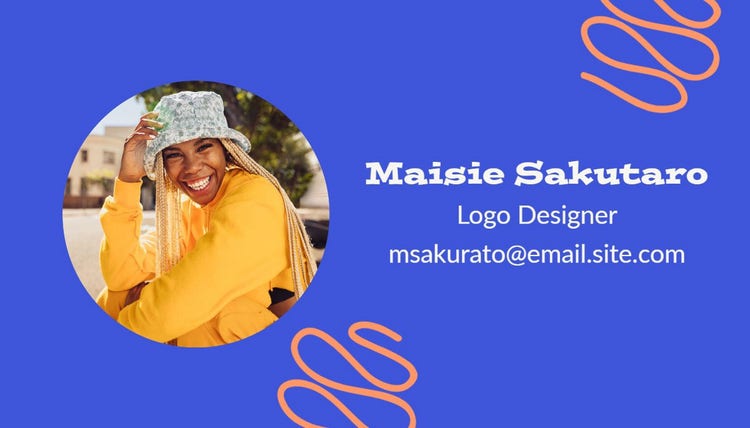 Blue, White & Orange Logo Designer Business Card
