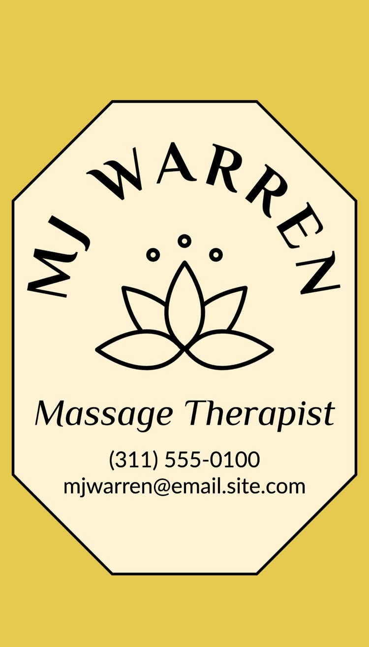 Cream & Yellow Massage Therapist Business Card