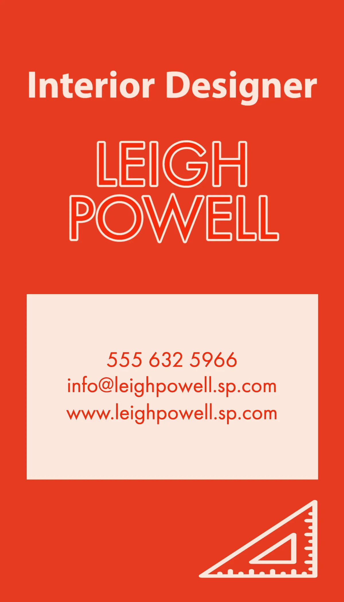 Red & White Interior Designer Vertical Business Card