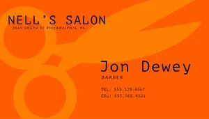 Orange Modern Barber Business Card Salon Business Card