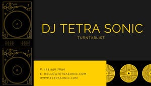 Yellow Color-Blocked DJ Business Card Copy DJ Business Card