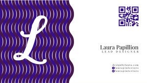 Purple Wavy Business Card With QR Code Business Card with QR Code