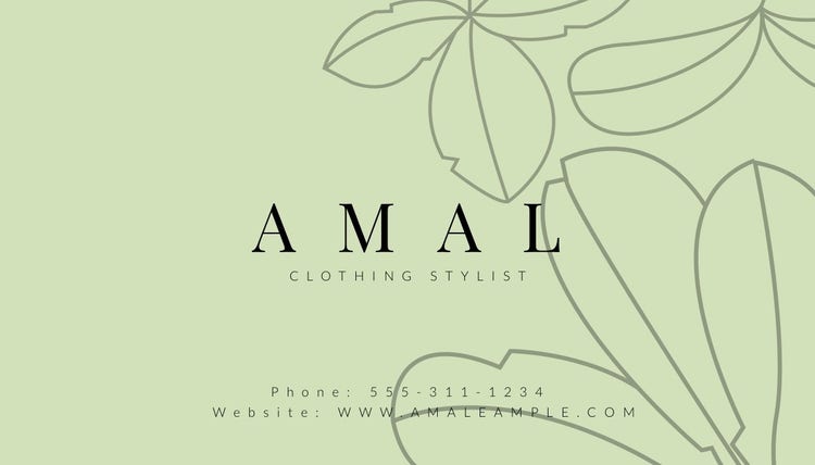 Green and Black Clothing Stylist Business Card