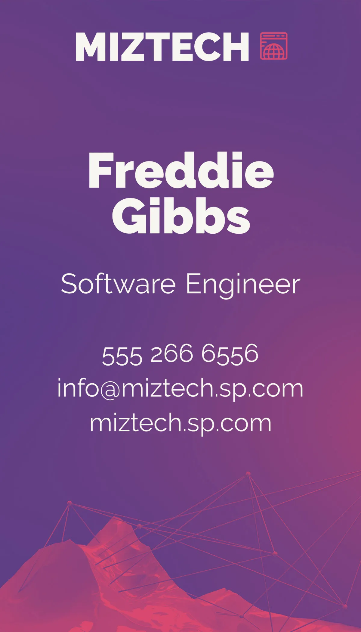 Pink Purple Software Engineer Business Card
