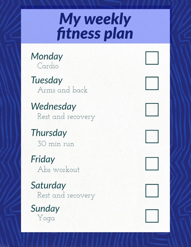 Blue Simple Fitness Planner