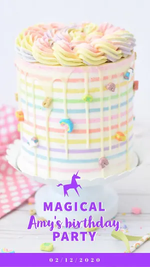 Pink and White Girl Birthday Snapchat Geofilter Unicorn Birthday Card