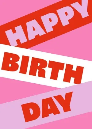 Pink and Red Typography Happy Birthday Card COVID-19 Birthday Card