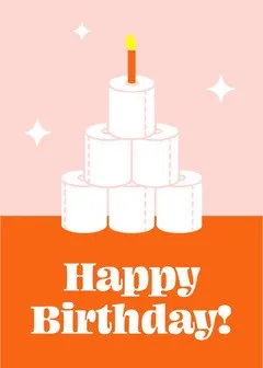 Orange and Pink Funny Coronavirus Toilet Paper Cake Happy Birthday Card