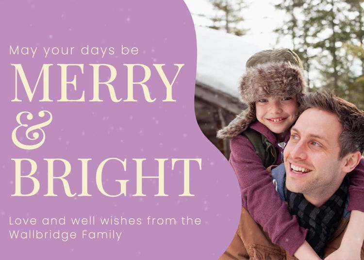 Purple and Beige Classy Christmas Photo Card