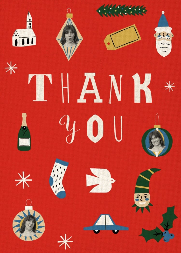 Holiday Christmas Thank You Card by Babs Costello