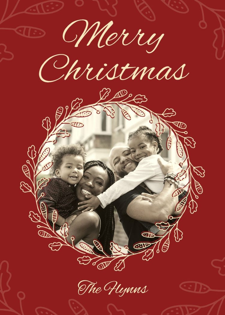 Red And Beige Family CHristmas Card