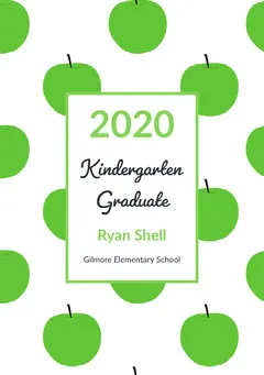 Green Apples Kindergarten Graduation Announcement Card Graduation Congratulation Card