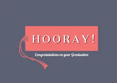 Black and Red Hooray Card Graduation Congratulation Card