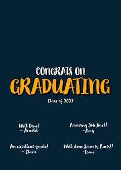 Navy and Orange Typography Graduation Congratulations Card Graduation Congratulation Card