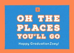 Blue and Orange Graduation Card Graduation Congratulation Card