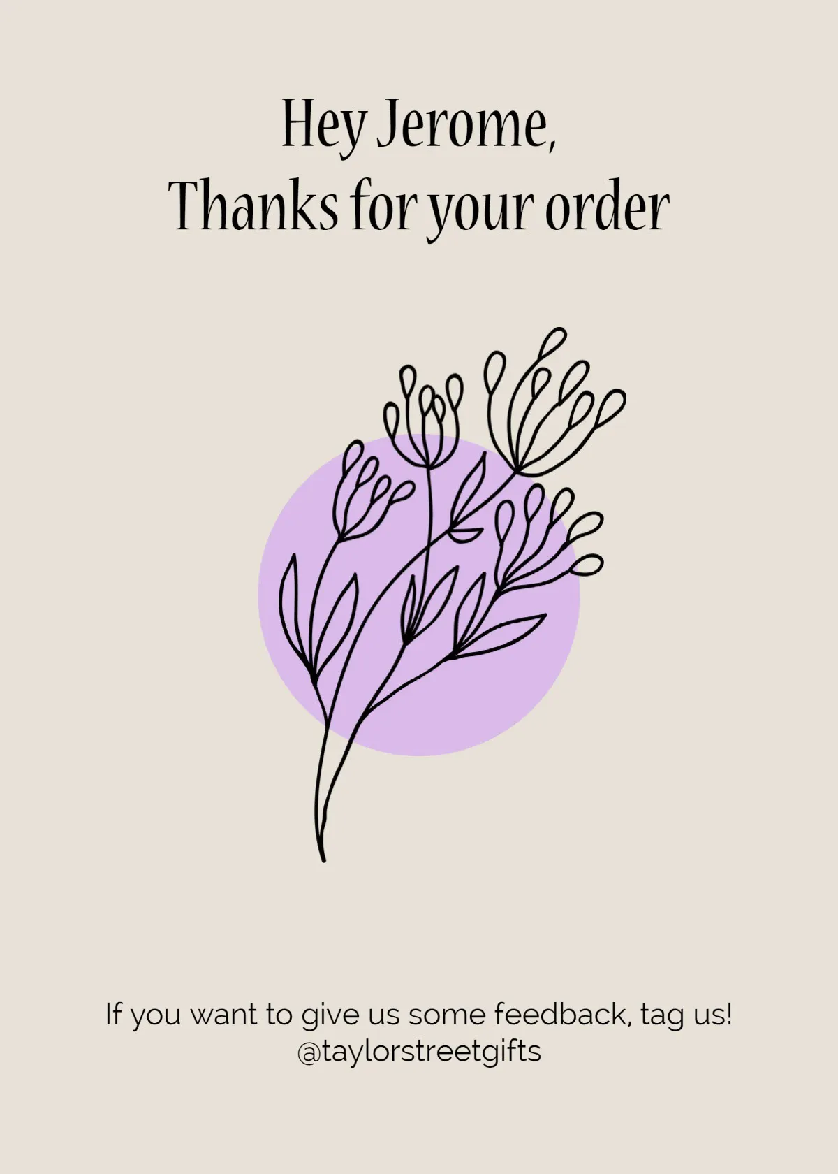 Grey & Purple Floral Thank You Business Card