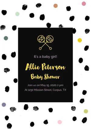 Black and White Spotted Baby Shower Invitation Baby Shower Card