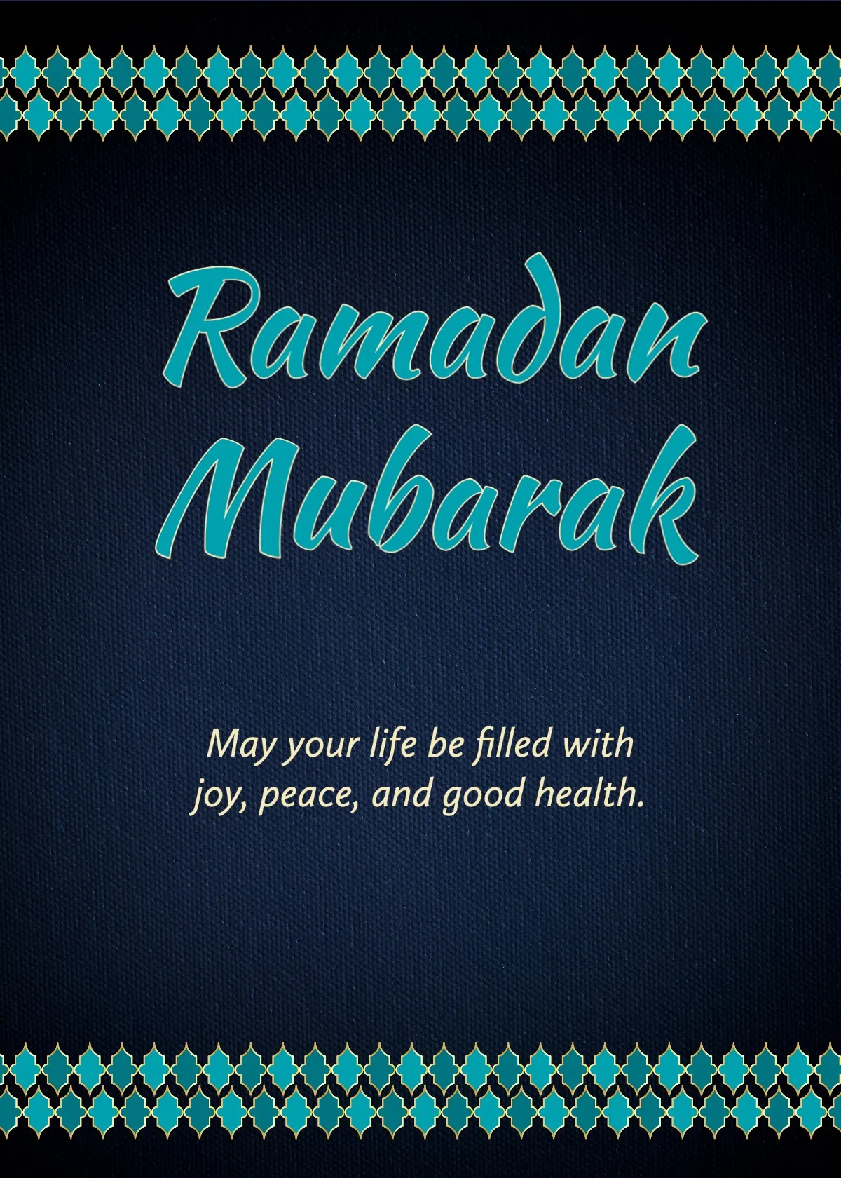 Navy, turquoise Ramadan Mubarak Card
