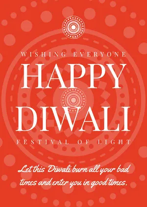 White and Orange Happy Diwali Card Diwali