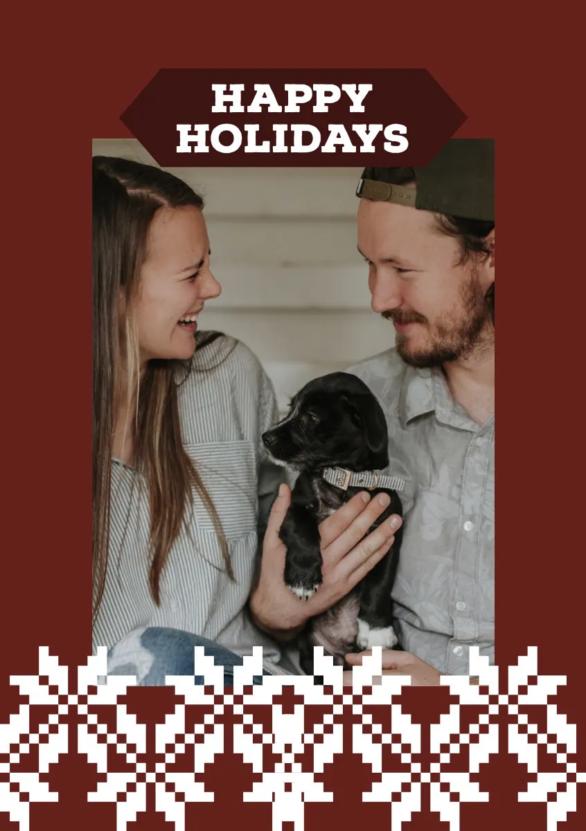  Red and White Framed Couple Christmas Card 