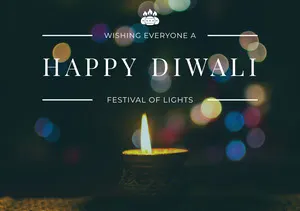Black, White, Illuminated, Diwali Wishes Card Diwali