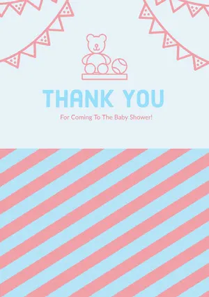 Pink and Blue Thank You Card Baby Shower Card