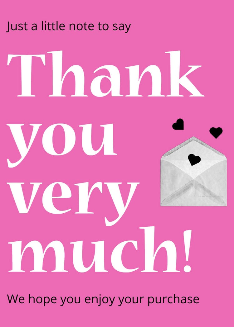 Pink, White and Black Thank You For Your Business Card
