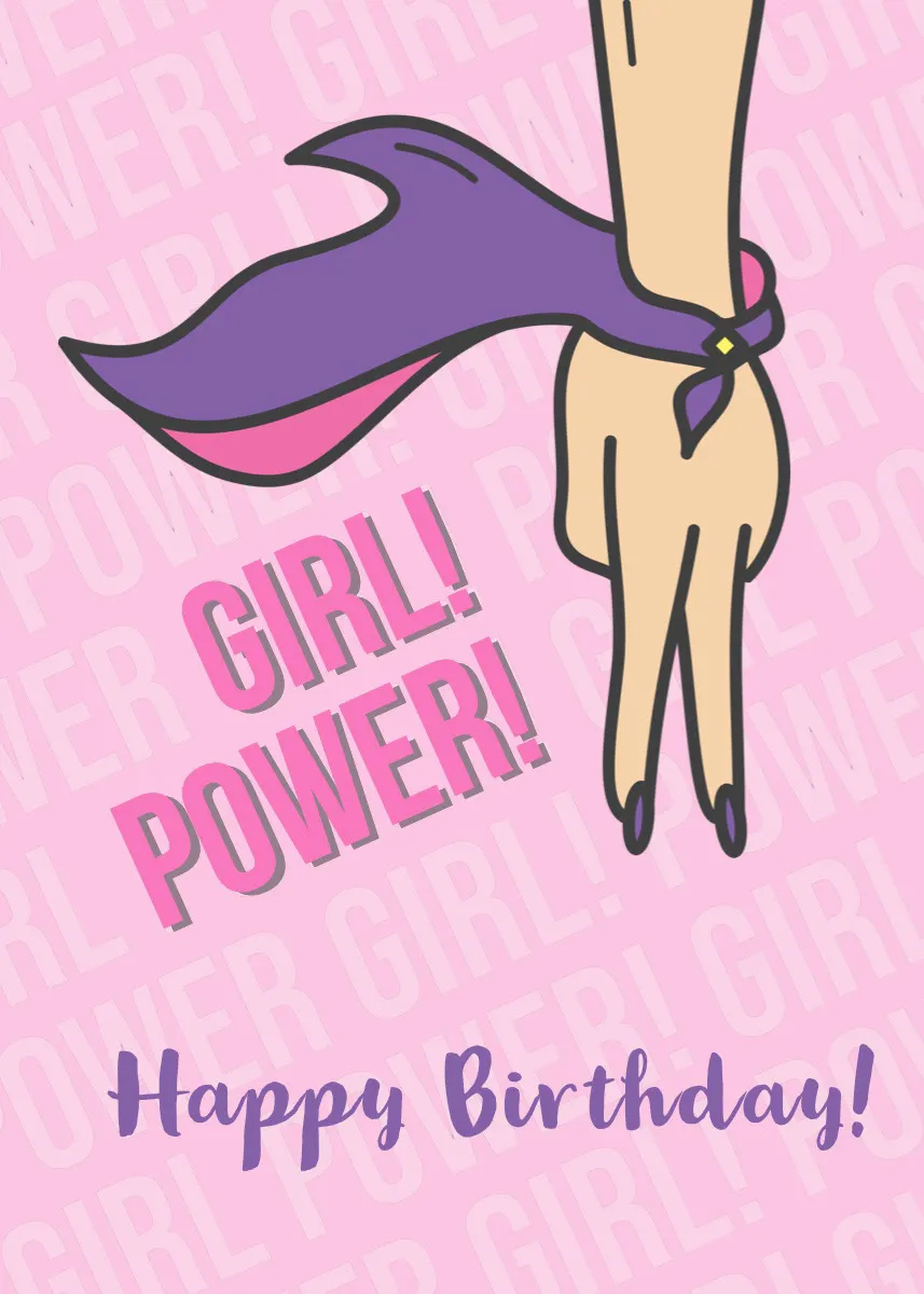 Pink and Violet Happy Birthday Card