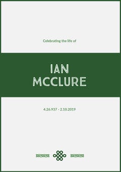 Green Funeral Invitation Card Rest in Peace