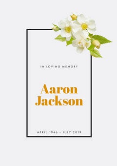 Floral Funeral Invitation Card In Loving Memory