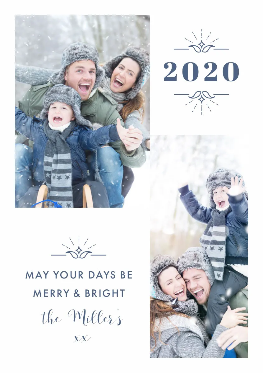 Young Family Merry Bright New Years Photo Card
