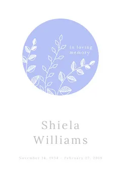 Blue Floral Funeral Invitation Card Rest in Peace